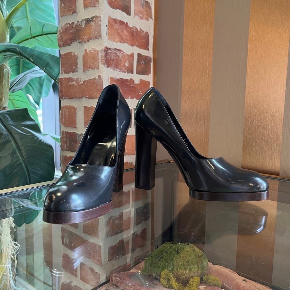 GUCCI Shiny Grey Leather Mule Heels SZ 9 - Picture 2 of 14